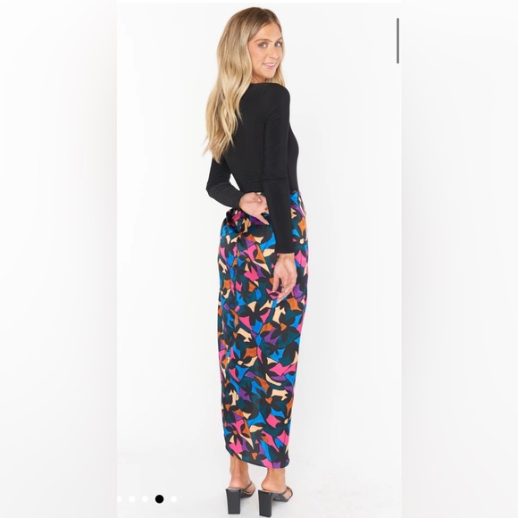 NWT: Show Me Your MuMu Wrap Me Up Skirt Mosaic Magic Luxe Satin Size Large - Picture 3 of 6